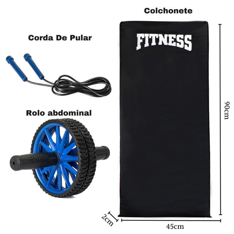 Kit Colchonete De Academia/treino + Roda Abdominal mais brinde (Corda De Pular)