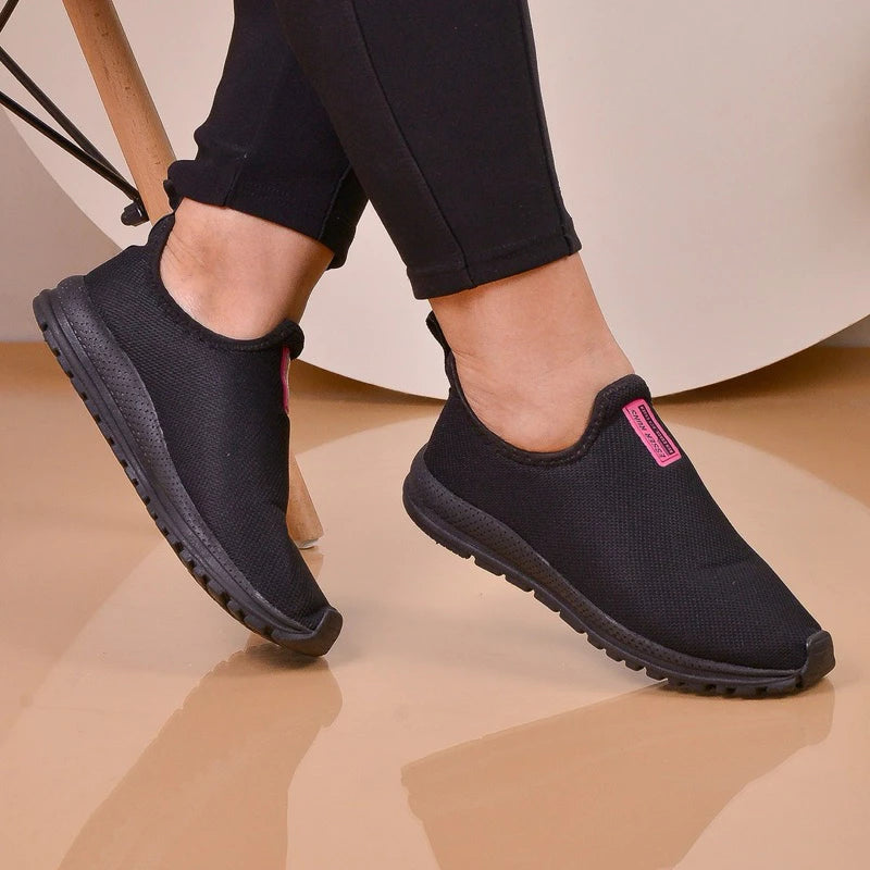 Tênis Meia Feminino Botinha Ortopédico Esportivo SOLADO PRETO  Slip On Casual confortável