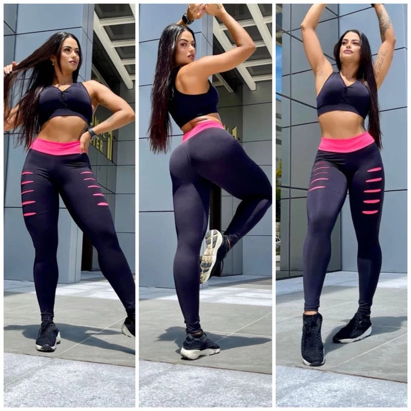 Conjunto calça legging mais top  detonado treino
