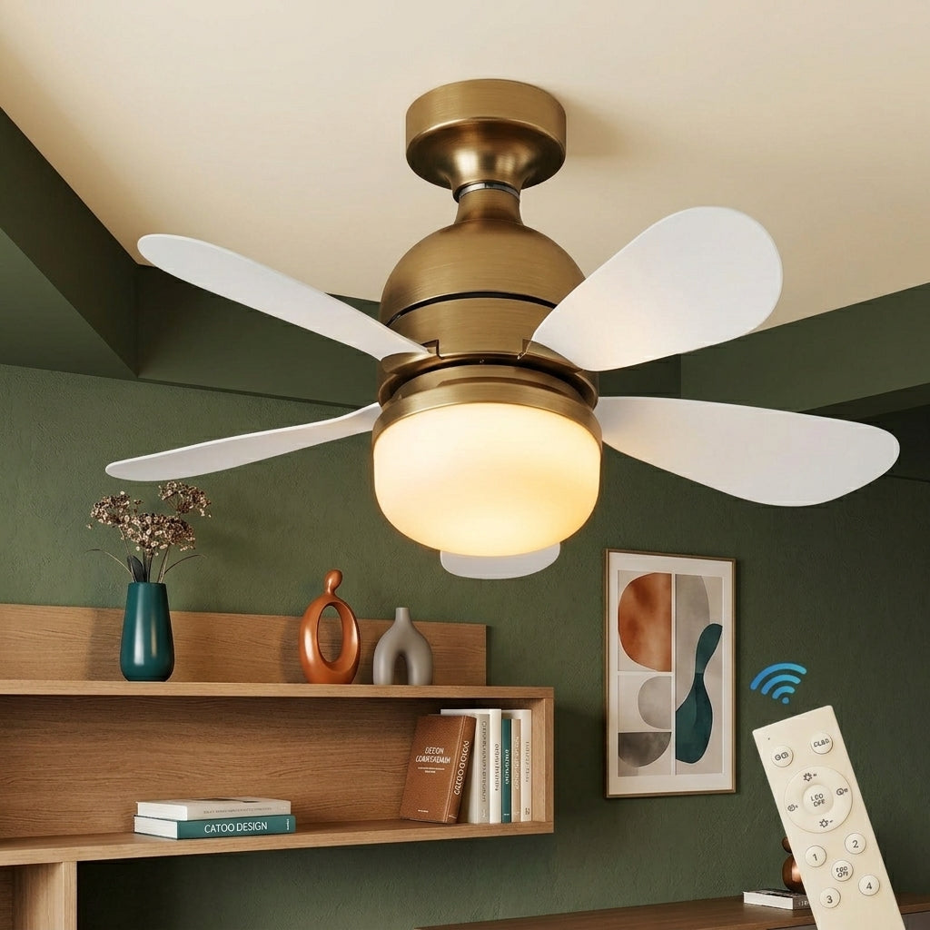 Ventilador de Teto Flowers 80W com Luminária LED, Controle Remoto e 3 Tons de Luz — Bivolt