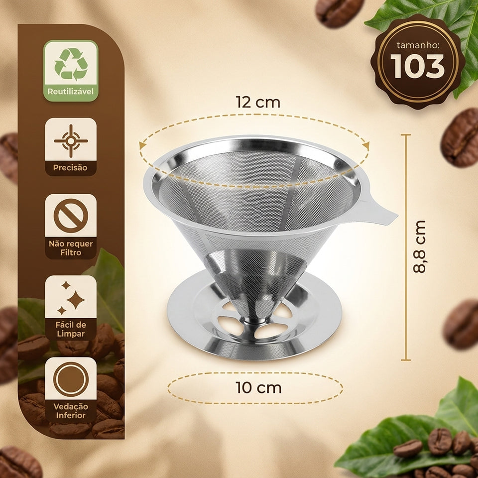 Filtro Coador de Café Reutilizável em Aço Inox Tamanho 103 COARÊ 304 — UM NOVO GEITO DE COAR