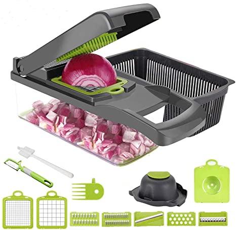 Triturador de Legumes Multifuncional 14 em 1 com Cesto