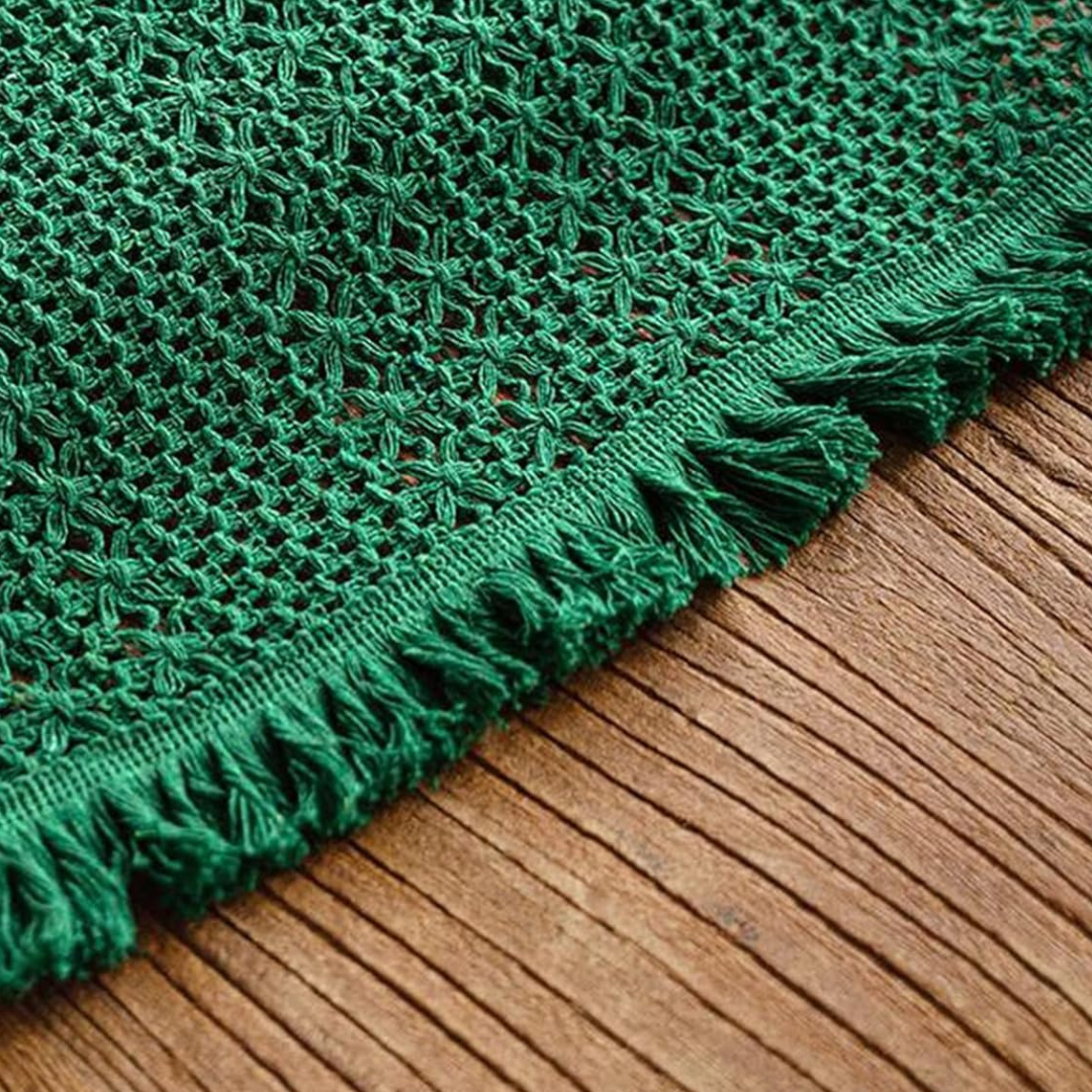 Corredor de Mesa Trançado Verde 30x220cm – Algodão e Linho