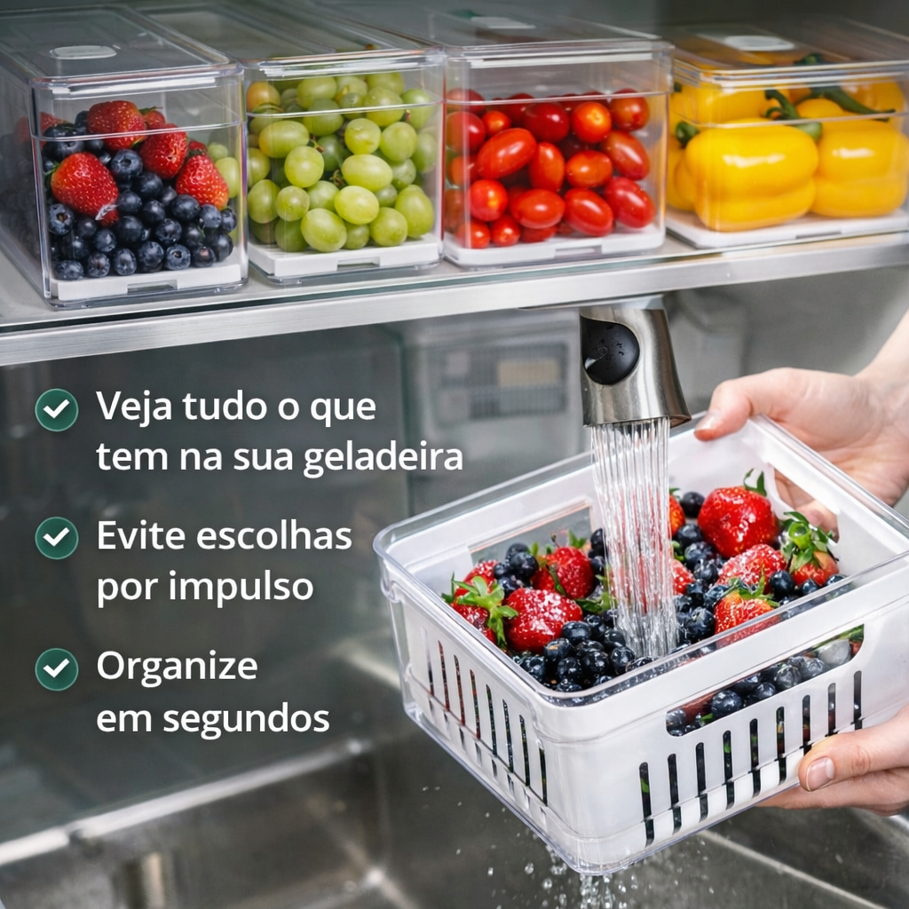 Kit 4 Organizadores 2,2 Litros de Geladeira Acrílico