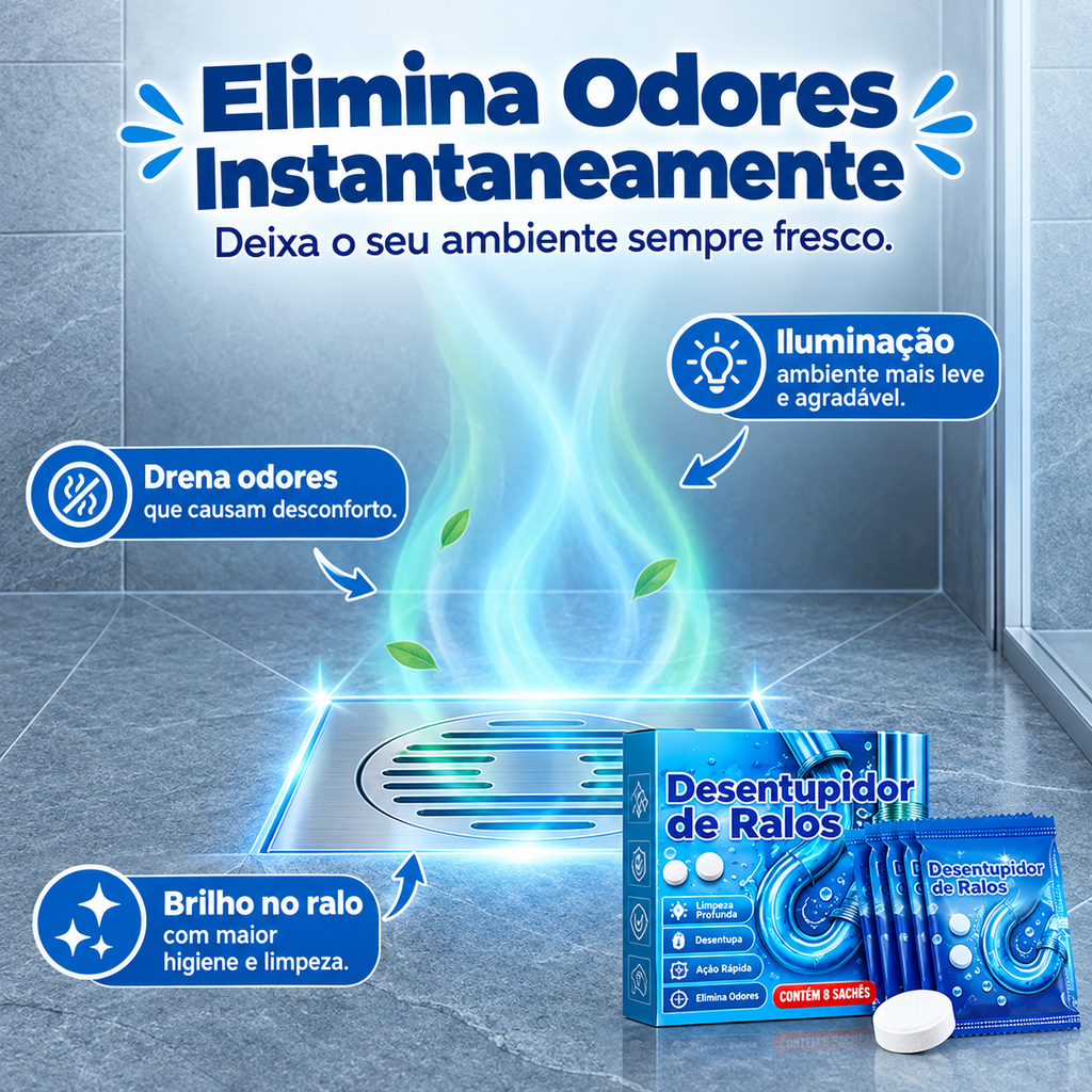 Comprimidos Desentupidores de Ralos – Elimine Entupimentos e Maus Odores Rapidamente