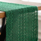 Corredor de Mesa Trançado Verde 30x220cm – Algodão e Linho