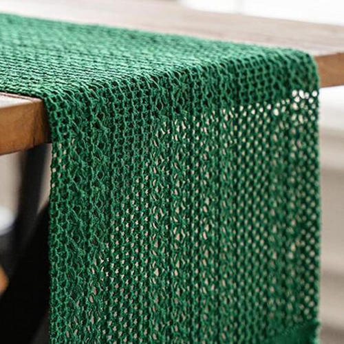 Corredor de Mesa Trançado Verde 30x220cm – Algodão e Linho
