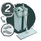 Mop Flat com Balde 6L | 2 Refis e Cabo Extensível Inox