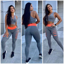 Conjunto calça legging mais top  detonado treino
